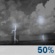 Tonight: A chance of showers and thunderstorms between 9pm and 5am. Partly cloudy, with a low around 63. Southwest wind 5 to 9 mph, with gusts as high as 21 mph. Chance of precipitation is 50%. New rainfall amounts less than a tenth of an inch possible. Tonight: Chance Showers And Thunderstorms